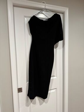 Zara Black One-Shoulder Midi Dress